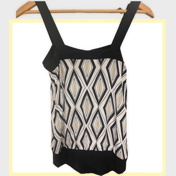 Whbm 100% Silk Sleeveless Pattern Print Diamond Design Strap Blouse Top Size S - Picture 4 of 5